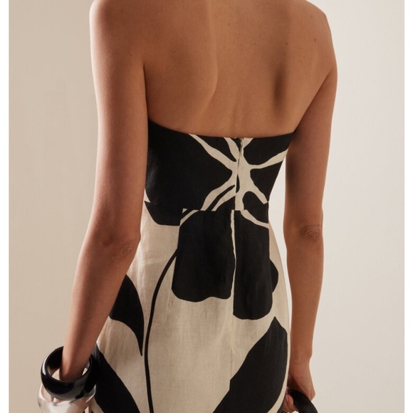 Strapless Black & White Floral Mini Dress… never worn size s/xs - Picture 3 of 4